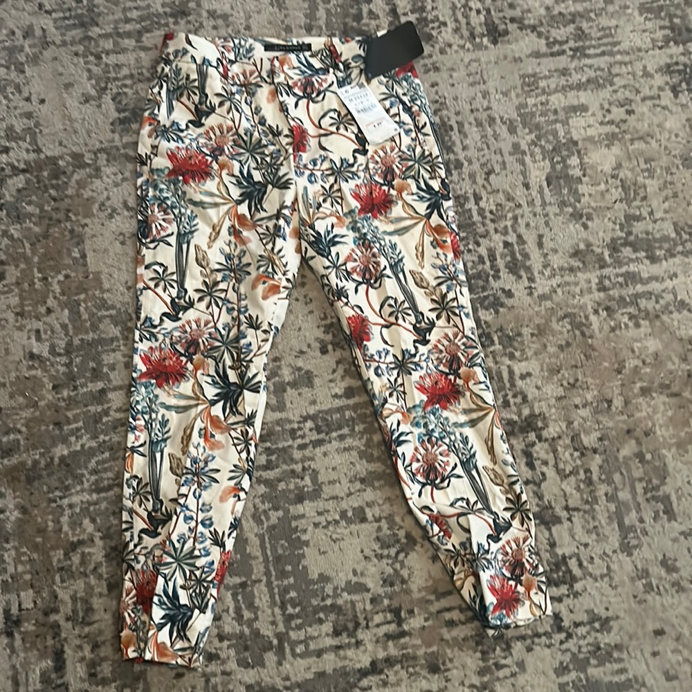 Zara floral cigarette pants